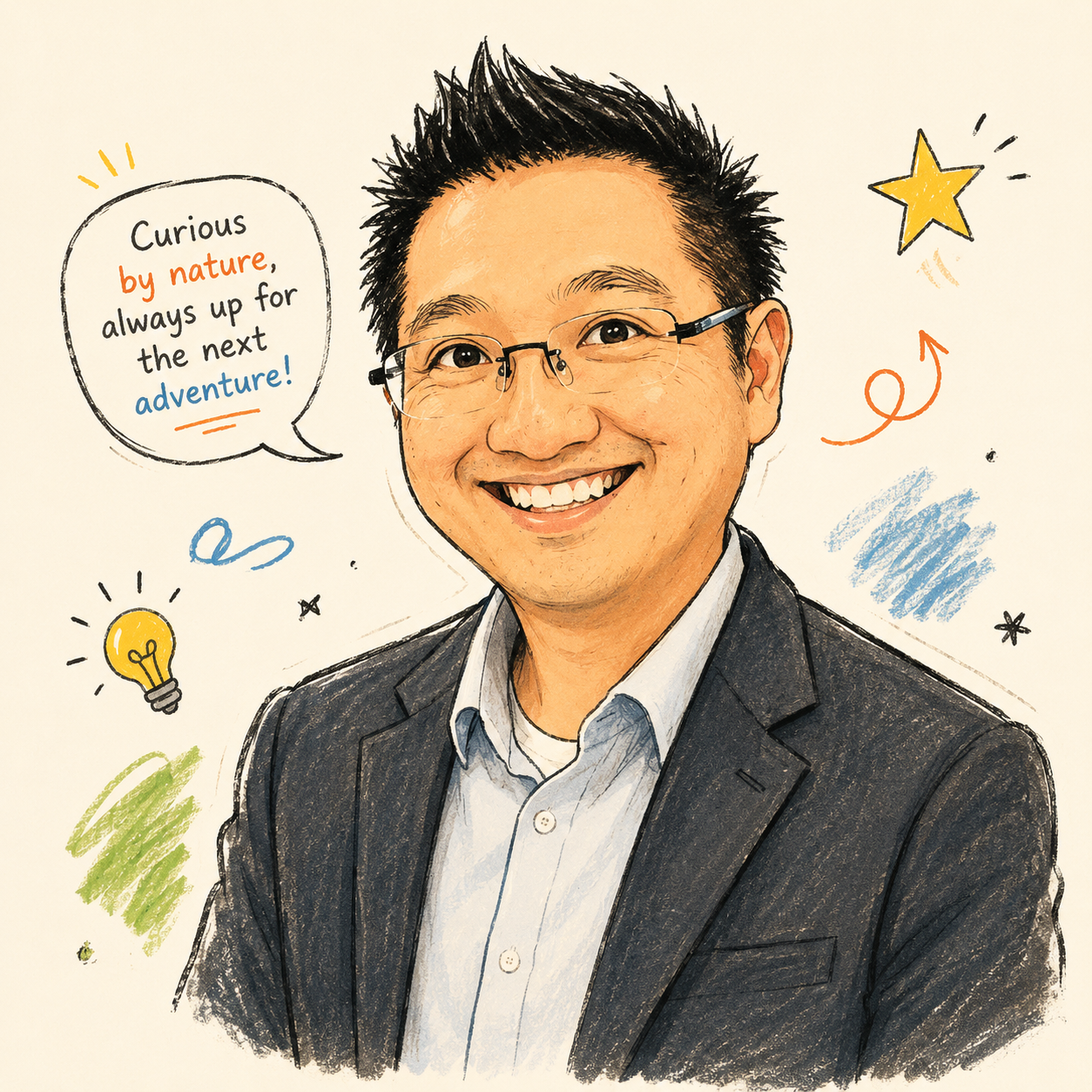 Comic-style character portrait of Zephan Chan